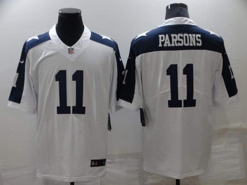 Men's Dallas Cowboys #11 Micah Parsons White/Navy Vapor Limited Stitched Jersey