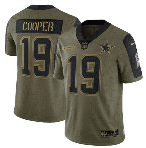 Men's Dallas Cowboys #19 Amari Cooper 2021 Olive Salute To Service Limited Stitched Jersey