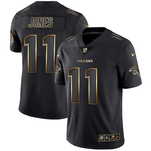 Men's Atlanta Falcons #11 Julio Jones 2019 Black Gold Edition Stitched NFL Jersey