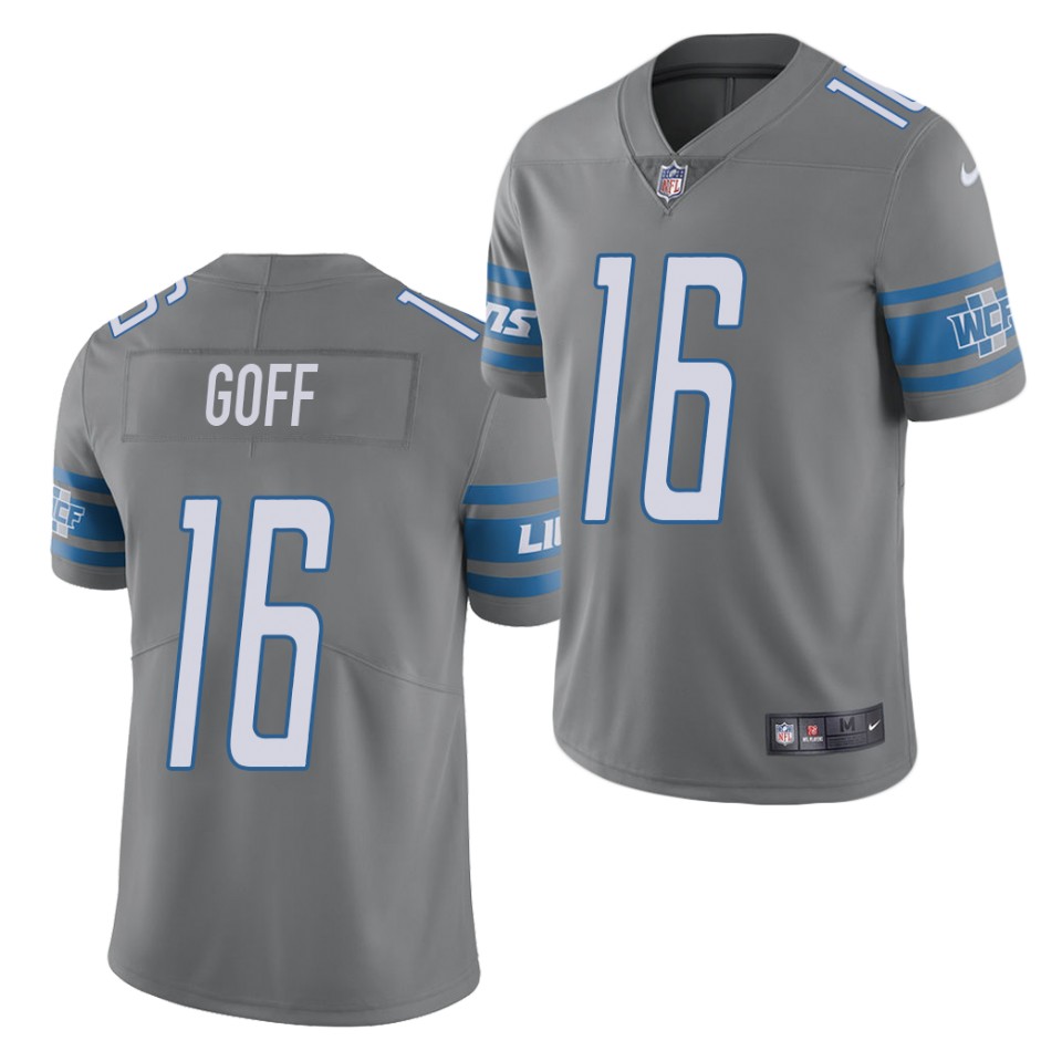 Men's Detroit Lions #16 Jared Goff Grey Color Rush Stitched NFL Jersey
