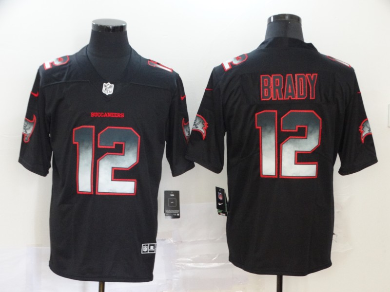 Men's Tampa Bay Buccaneers #12 Tom Brady 2020 Black Smoke Fashion Limited Stitched NFL Jersey