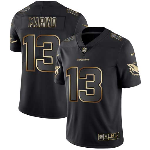 Men's Miami Dolphins #13 Dan Marino 2019 Black Gold Edition Stitched NFL Jersey