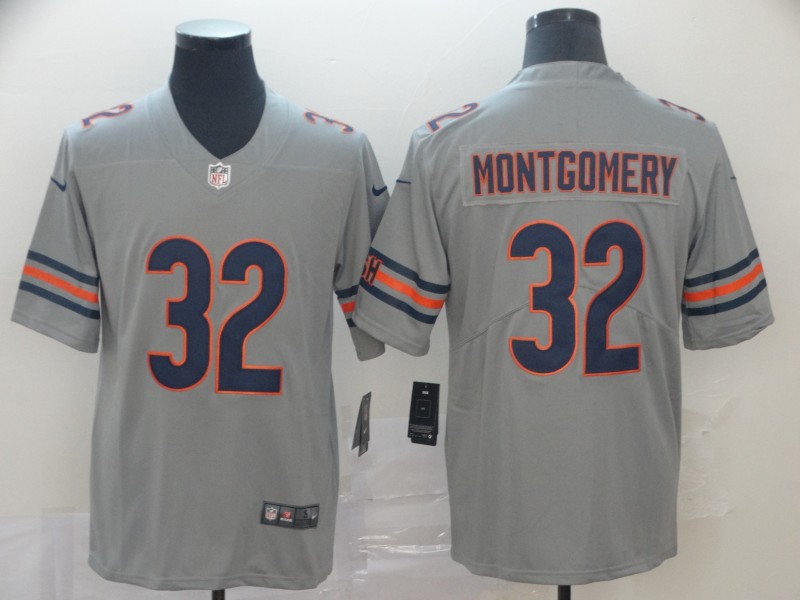 Men's Chicago Bears #32 David Montgomery Silver Inverted Legend Stitched NFL Jersey