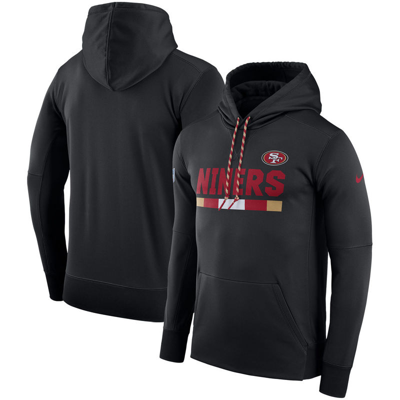 Men's San Francisco 49ers Nike Black Sideline Team Name Performance Pullover Hoodie