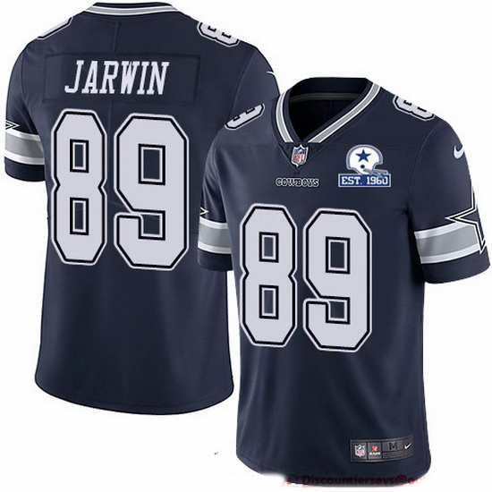 Men's Dallas Cowboys #89 Blake Jarwin Navy With Est 1960 Patch Limited Stitched NFL Jersey