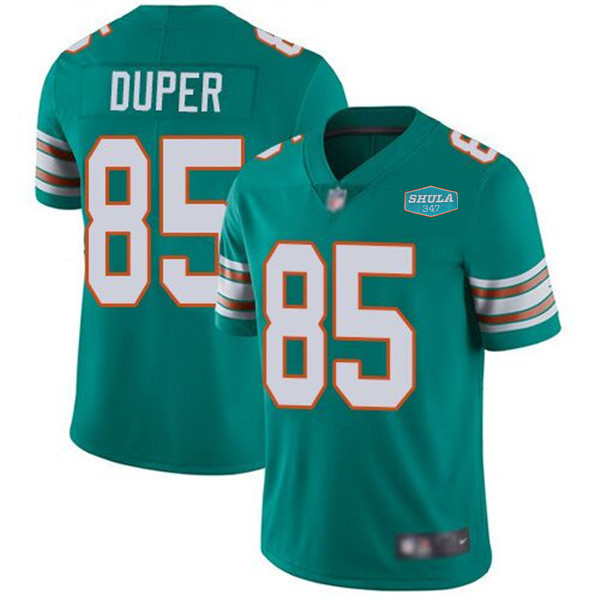Men's Miami Dolphins #85 Mark Duper Aqua With 347 Shula Patch 2020 Vapor Untouchable Limited Stitched NFL Jersey