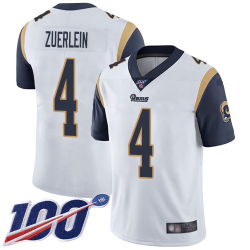 Men's Los Angeles Rams #4 Greg Zuerlein 2019 100th Season White Vapor Untouchable Limited Stitched NFL Jersey