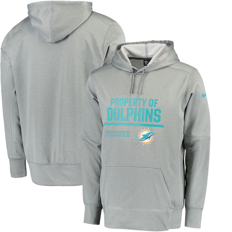 Men's Miami Dolphins Nike Gray Circuit Property Of Performance Pullover Hoodie