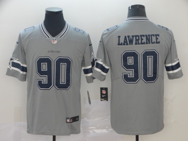 Men's Dallas Cowboys #90 Demarcus Lawrence Gray Inverted Legend Stitched NFL Jersey