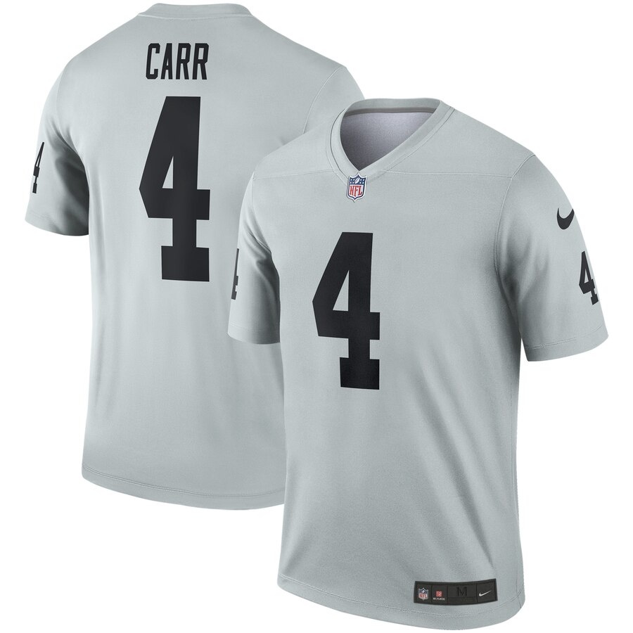 Men's Oakland Raiders #4 Derek Carr Gary Inverted Legend Stitched NFL Jersey