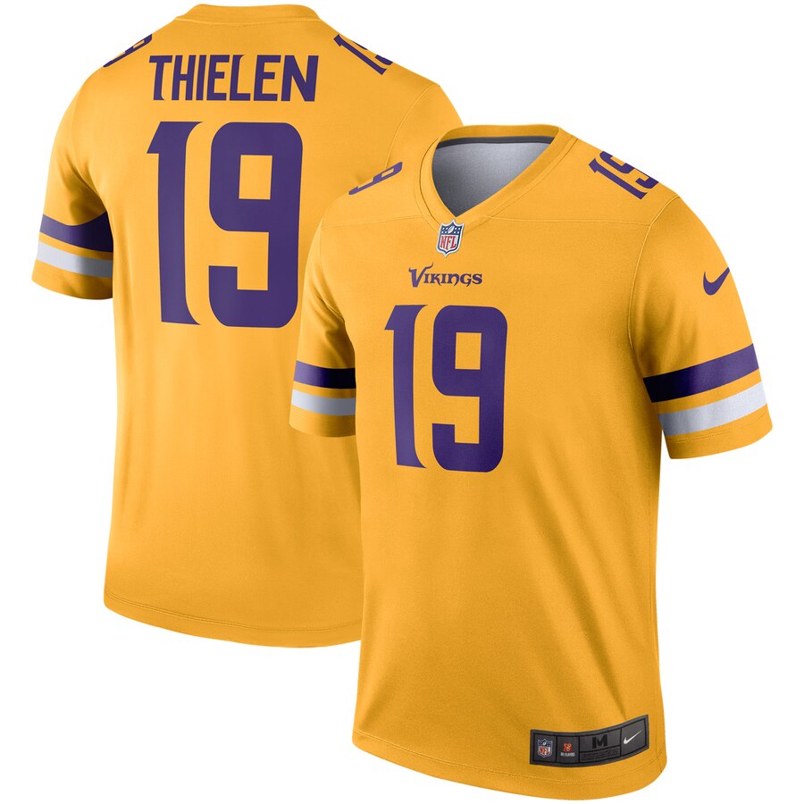 Men's Minnesota Vikings #19 Adam Thielen Gold Inverted Legend Jersey