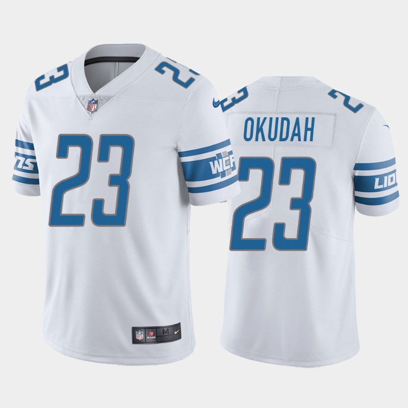 Men's Detroit Lions #23 Jeff Okudah White Vapor Untouchable Limited Stitched NFL Jersey