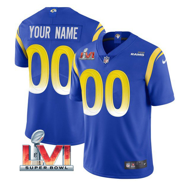 Men's Los Angeles Rams ACTIVE PLAYER Custom 2022 Royal Super Bowl LVI Vapor Limited Stitched Jersey