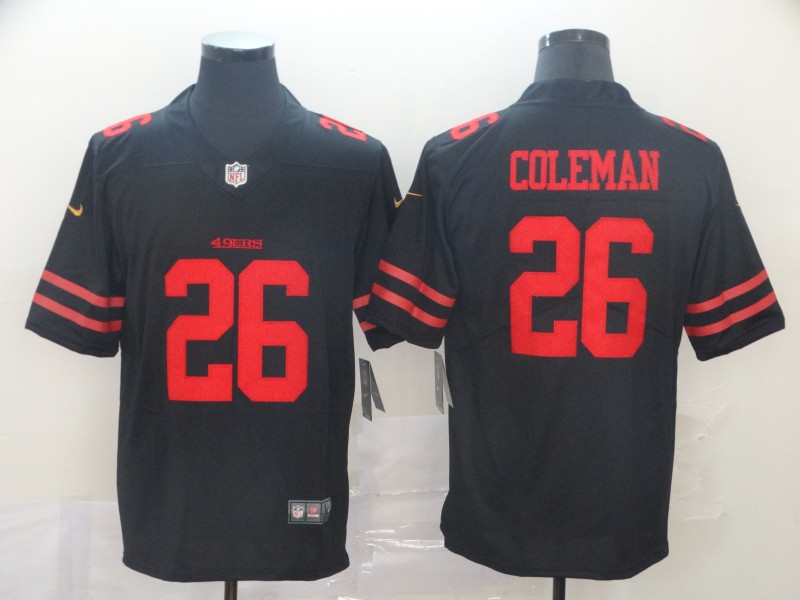 Men's San Francisco 49ers #26 Tevin Coleman Black Vapor Untouchable Limited Stitched NFL Jersey