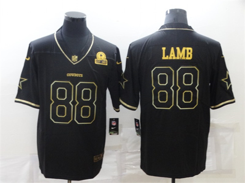 Men's Dallas Cowboys #88 CeeDee Lamb Black Golden Edition Limited Stitched Jersey
