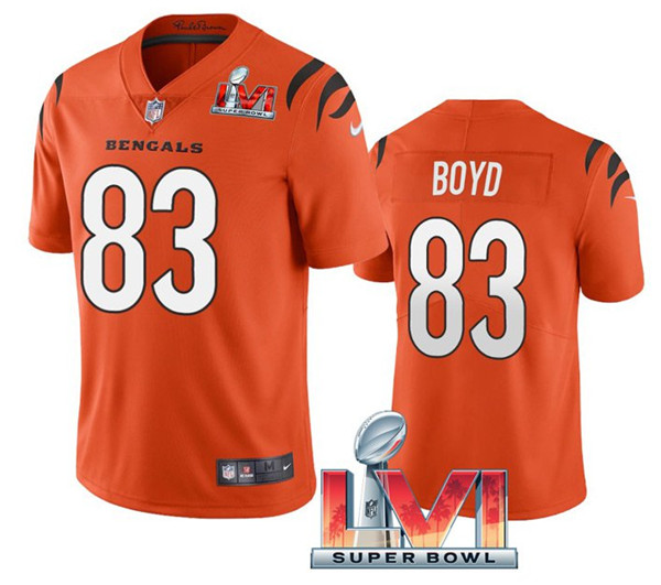 Men's Cincinnati Bengals #83 Tyler Boyd Orange 2022 Super Bowl LVI Vapor Limited Stitched Jersey