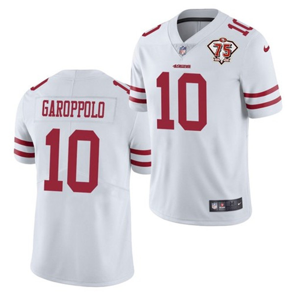 Men's San Francisco 49ers #10 Jimmy Garoppolo White 2021 75th Anniversary Vapor Untouchable Limited Stitched NFL Jersey
