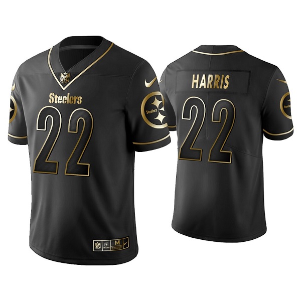 Men's Pittsburgh Steelers #22 Najee Harris Black Golden Edition Limited Stitched NFL Jersey