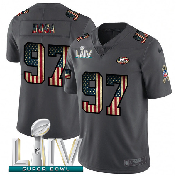 Men's San Francisco 49ers #97 Nick Bosa Gray With Super Bowl Patch Fashion Static Limited Stitched NFL Jersey
