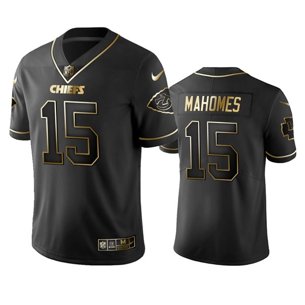 Men's Kansas City Chiefs #15 Patrick Mahomes Black 2019 Golden Edition Limited Stitched NFL Jersey
