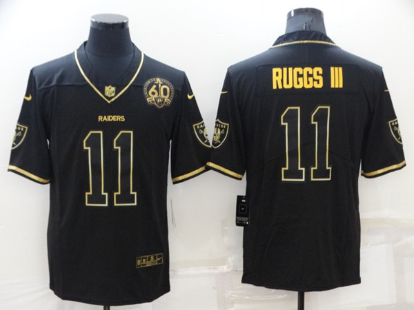 Men's Las Vegas Raiders #11 Henry Ruggs III Black/Gold With 60th Anniversary Patch Vapor Limited Stitched Jersey