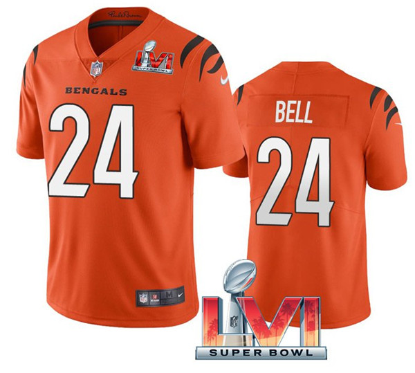 Men's Cincinnati Bengals #24 Vonn Bell Orange 2022 Super Bowl LVI Vapor Limited Stitched Jersey