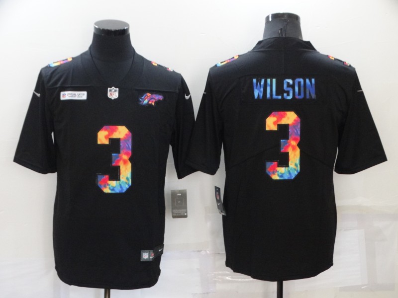 Men's Denver Broncos #3 Russell Wilson Black Crucial Catch Limited Stitched Jersey
