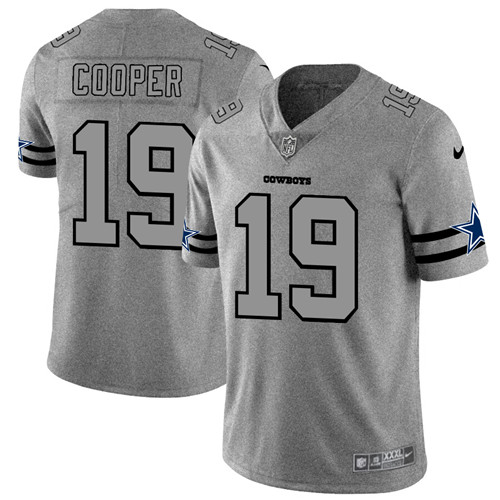 Men's Dallas Cowboys #19 Amari Cooper 2019 Gray Gridiron Team Logo Stitched NFL Jersey