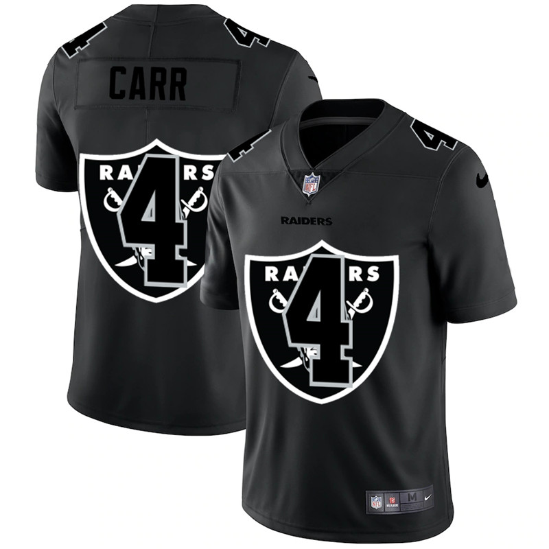 Men's Las Vegas Raiders #4 Derek Carr 2020 Black Shadow Logo Limited Stitched NFL Jersey