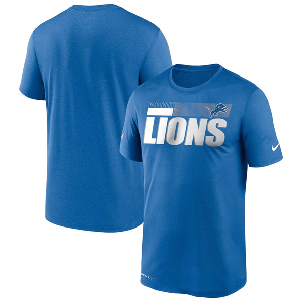 Men's Detroit Lions 2020 Blue Sideline Impact Legend Performance NFL T-Shirt