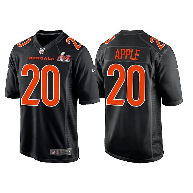 Men's Cincinnati Bengals #20 Eli Apple 2022 Black Super Bowl LVI Game Stitched Jersey