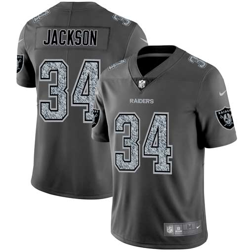 Men's Oakland Raiders #34 Bo Jackson 2019 Gray Fashion Static Limited Stitched NFL Jersey