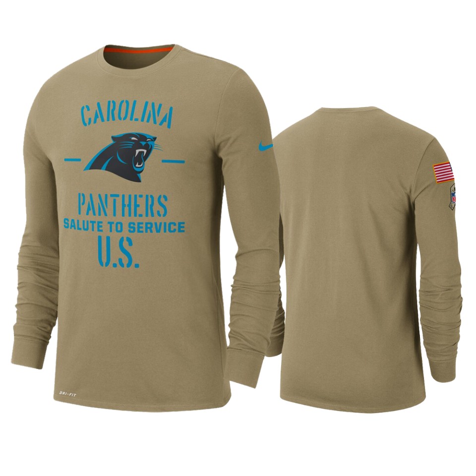 Men's Carolina Panthers Tan 2019 Salute To Service Sideline Performance Long Sleeve Shirt