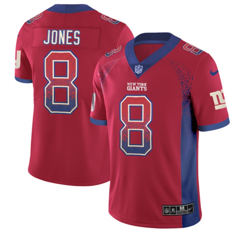 Men's New York Giants #8 Daniel Jones Red Drift Fashion Color Rush Limited Stitched NFL Jersey.