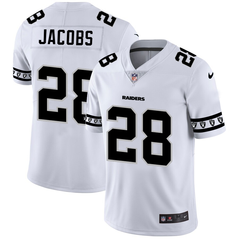 Men's Oakland Raiders #28 Josh Jacobs White 2019 Team Logo Cool Edition Stitched NFL Jersey