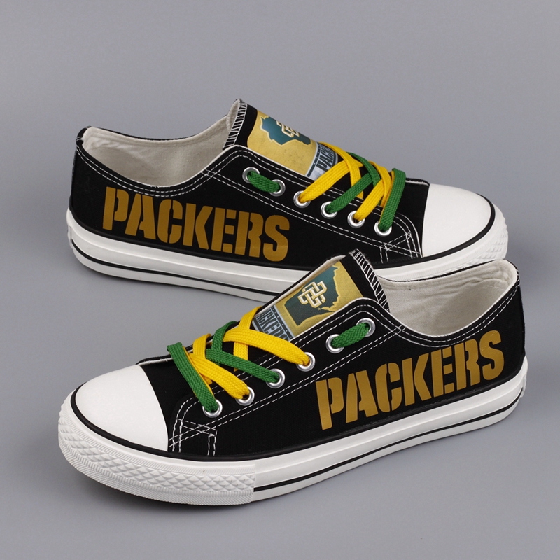 Women Or Youth Green Bay Packers Repeat Print Low Top Sneakers 003