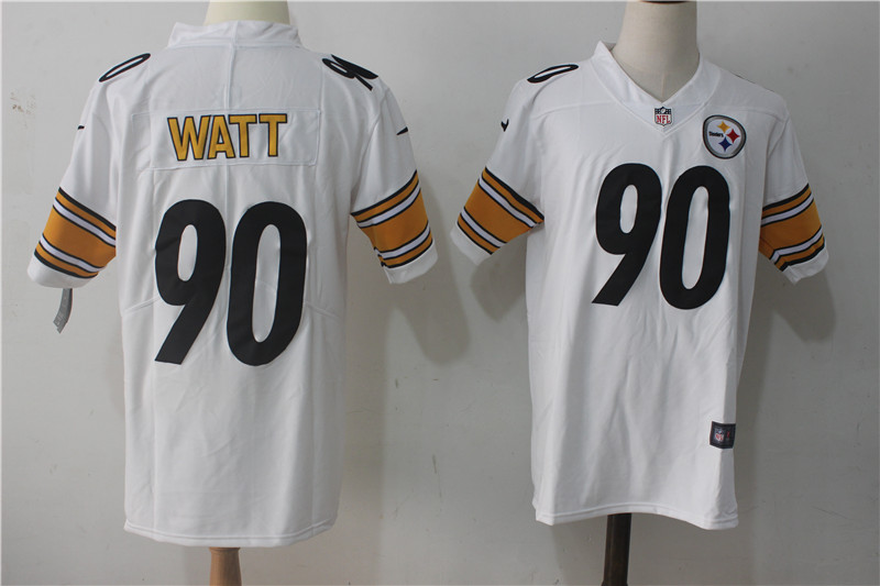 Men's Nike Pittsburgh Steelers #90 T. J. Watt White Stitched NFL Vapor Untouchable Limited Jersey