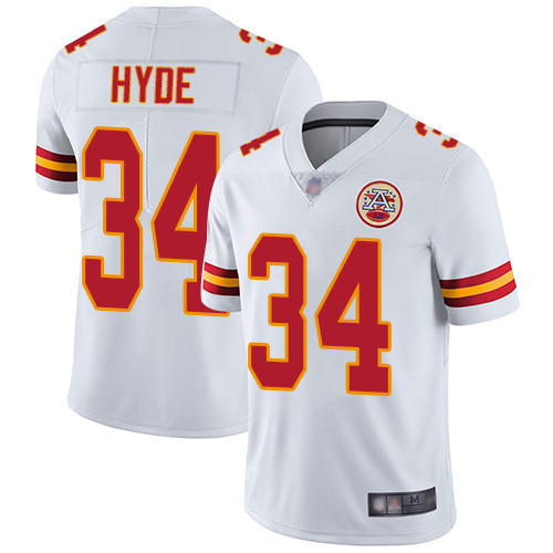 Men's Chiefs #34 Carlos Hyde White Vapor Untouchable Limited Stitched NFL Jersey