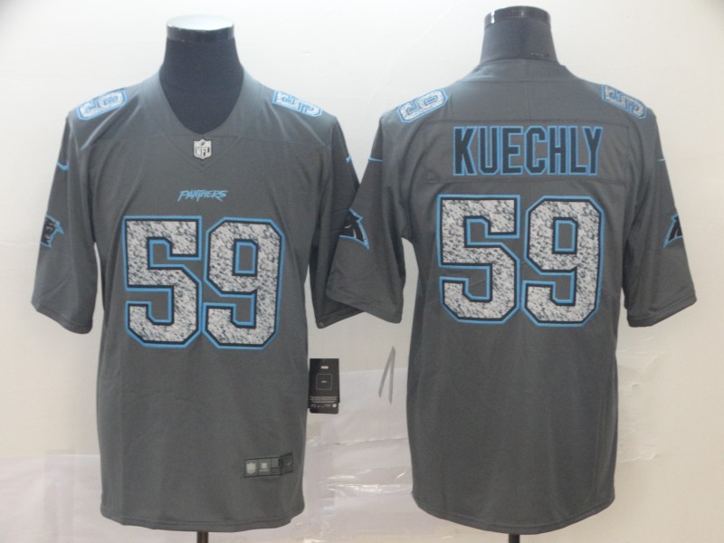 Men's Carolina Panthers #59 Luke Kuechly 2019 Gray Fashion Static Limited Stitched NFL Jersey