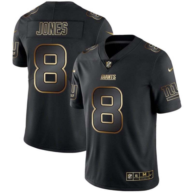 Men's New York Giants #8 Daniel Jones 2019 Black Gold Edition Stitched NFL Jersey