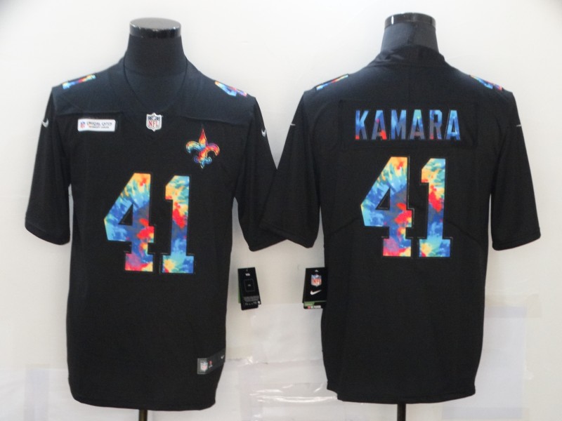 Men's New Orleans Saints #41 Alvin Kamara 2020 Black Crucial Catch Limited Stitched NFL Jersey