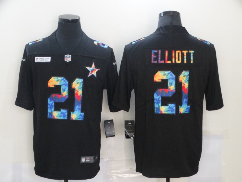 Men's Dallas Cowboys #21 Ezekiel Elliott 2020 Black Crucial Catch Limited Stitched NFL Jersey