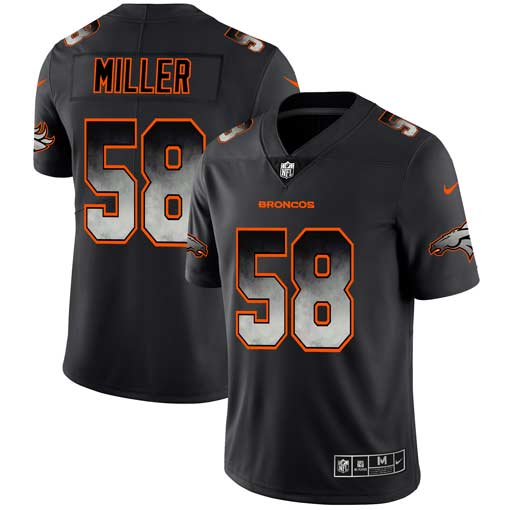 Men's Denver Broncos #58 Von Miller 2019 Black Smoke Fashion Limited Stitched NFL Jersey