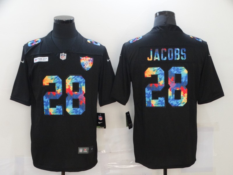 Men's Las Vegas Raiders #28 Josh Jacobs 2020 Black Crucial Catch Limited Stitched NFL Jersey