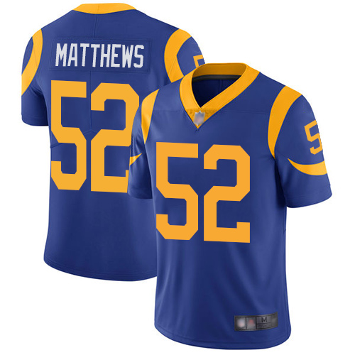 Men's Los Angeles Rams #52 Clay Matthews Royal Blue Vapor Untouchable Limited Stitched NFL Jersey
