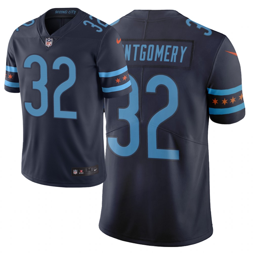Men's Chicago Bears #32 David Montgomery Navy 2019 City Edition Limited Stitched NFL Jersey