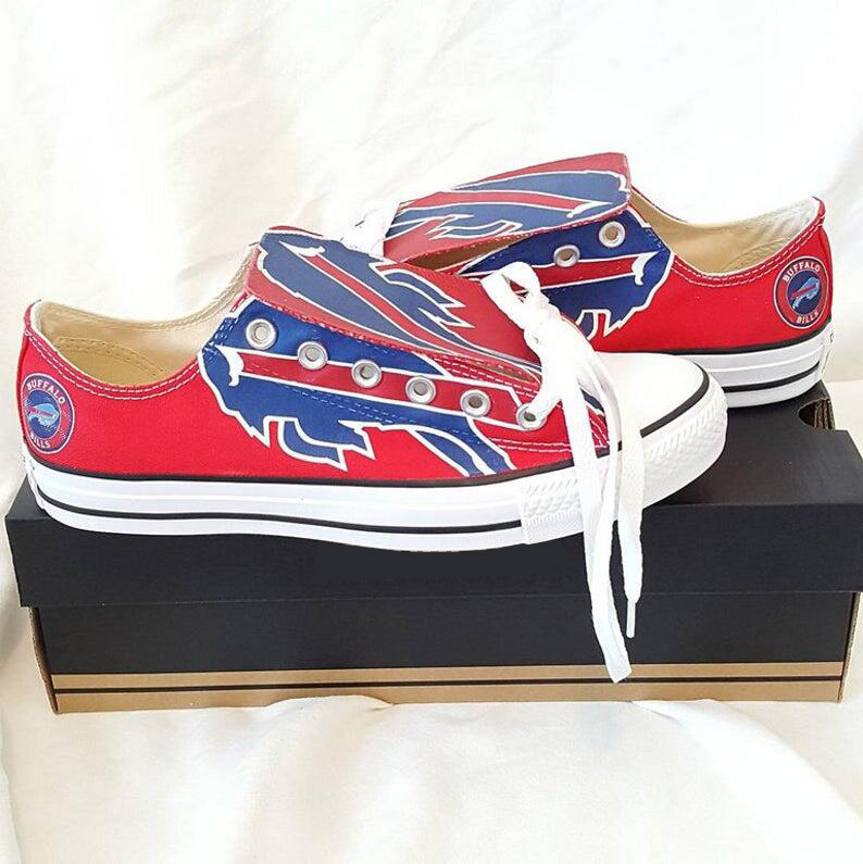 Women and Youth NFL Buffalo Bills Repeat Print Low Top Sneakers 003