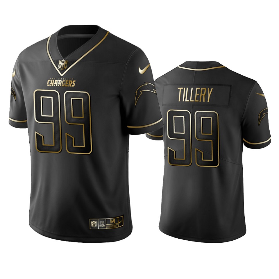 Men's Los Angeles Chargers #99 Jerry Tillery 2019 Black Gold Edition Stitched NFL Jersey