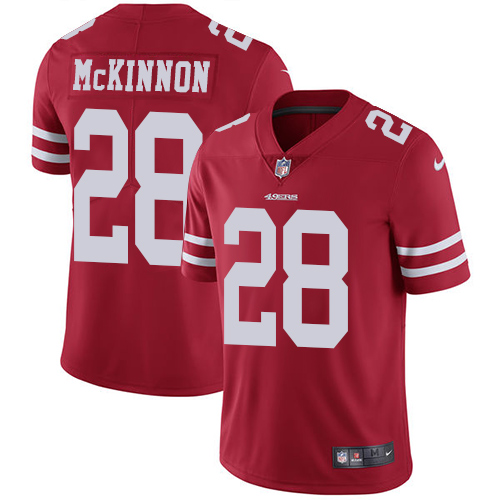 Men's 49ers #28 Jerick McKinnon Red Vapor Untouchable Limited Stitched NFL Jersey