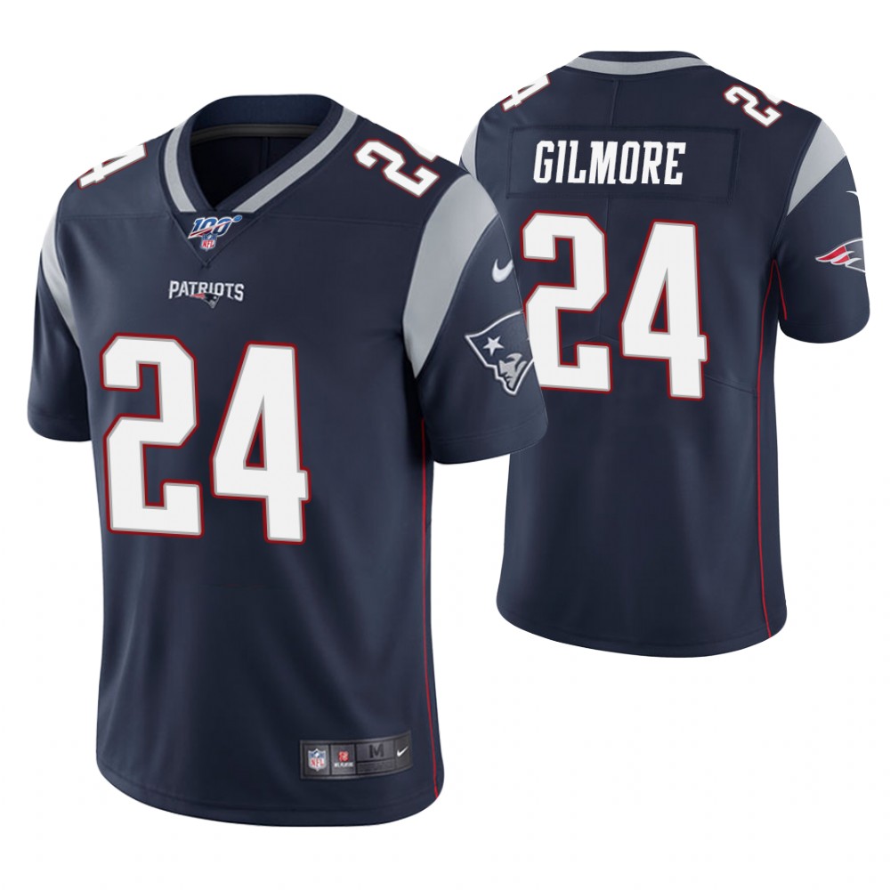 Men's New England Patriots #24 Stephon Gilmore Navy 2019 100th Season Vapor Untouchable Limited Stitched NFL Jersey